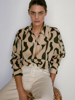 Блуза Massimo Dutti Черный/Беж 5159/864/712