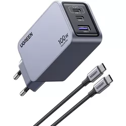 купить Зарядное устройство сетевое Ugreen 25874 Nexode Pro GaN Charger USB-A+2*Type-C 100W, Black в Кишинёве 