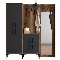 cumpără Mobilă pentru antreu Trendy Berlin ABC, Nuc, Antracit, 180x200x35cm (GTR001370) în Chișinău 