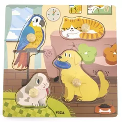 cumpără Puzzle Viga 44595 Puzzle din lemn cu buton Animale domestice în Chișinău 