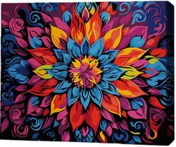 cumpără Tablou pe numere BrushMe RMGB022FC 30x40сm (pânză neagră/fără cutie) Mandala florală în Chișinău 