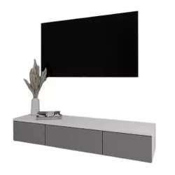 купить Тумба напольная для TV Smartex (16578) Т10 140 TV-Навесная Alb+Grafit в Кишинёве 