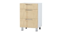 Kitchen lower cabinet with 3 boxes with shock absorber, 600 mm