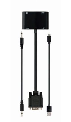 Adapter VGA M to HDMI&VGA F+ 3.5 mm audio+5 V micro-USB port for power, Cablexpert "A-VGA-HDMI-02"