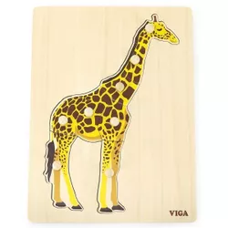 купить Головоломка Viga 44605 Puzzle din lemn Montessori cu buton Girafa в Кишинёве 