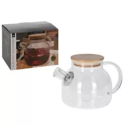 купить Чайник заварочный Excellent Houseware 20942 sticla 1l, capac din bambus в Кишинёве 