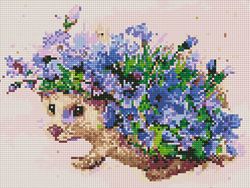 Ёжик с цветам, 30x40 см, алмазная мозаика Артукул: QS201089