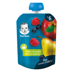 Пюре Gerber яблоко-груша-малина-черника, с 6 месяцев, 90г