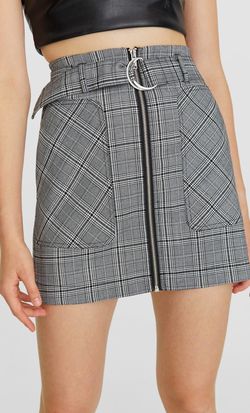 Юбка Stradivarius Серый в клетку 4700/586/210