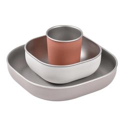 купить Посуда для кормления Beaba B913584 Set de masa din otel inoxidabil 4 piese Terracotta в Кишинёве 