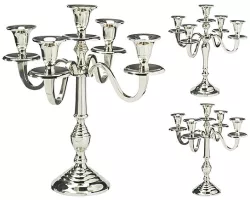 купить Свеча Promstore 27463 Sfesnic metalic pentru 5 lumanari 30cm, argintiu в Кишинёве 