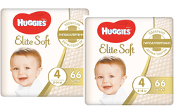1 Set 2 pachete scutece Huggies Elite Soft Mega 4 (8-14 kg), 66 buc