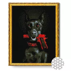 купить Картина по номерам Art Gallery GA84577 Mozaic cu diamante 40x50cm Doberman infricosator в Кишинёве 