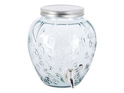 Банка стеклянная с краном EH "Клубника" 4.5l, D20X23cm