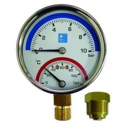cumpără Accesoriu sisteme de încălzire Hydro S Termomanometru 0-120°C; 0-10bar, 1/2" M, cu conectare în jos (Radial) (7004416) în Chișinău 