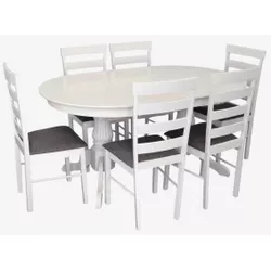 купить Комплект стол и стулья Evelin di Costacurta стол HV-33V White + 6 стульев Gloria White/NV-10WP Grey в Кишинёве 