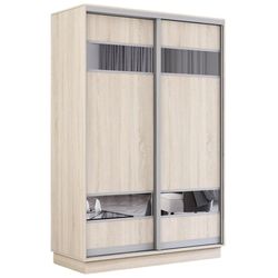 cumpără Dulap Mobildor-Lux Fox uși glisante din PAL cu elemente din oglindă (130x60x200H cm) Sonoma în Chișinău 