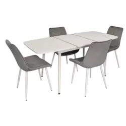 купить Комплект стол и стулья Evelin di Costacurta стол DT-532R Wh + 4 стула YTC-055Wh Blu-13 (Light grey) в Кишинёве 