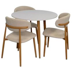 купить Комплект стол и стулья Evelin di Costacurta стол DT 404-1Wo + 3 стула QT-284Wo Light beige в Кишинёве 