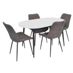 купить Комплект стол и стулья Evelin di Costacurta стол DT-533R B + 4 стула YTC-055B UF885-15 (Dark grey) в Кишинёве 
