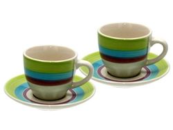 Cana pentru cafea 85ml cu farfurie Tognana Cariocai, cu dungi