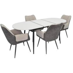 купить Комплект стол и стулья Evelin di Costacurta стол DT-533R B + 4 стула QT-227B UF885-13 (Light grey)/UF885-15 (Dark grey) в Кишинёве 