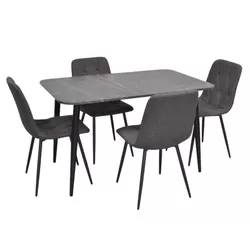 cumpără Set masă și scaune Evelin di Costacurta стол DT-405-6B + 4 стула YTC-080B Dark grey în Chișinău 