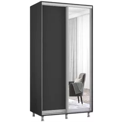 купить Шкаф Mobildor-Lux Арон с раздвижными дверцами из зеркала и ДСП (110x60x230H см) Антрацит в Кишинёве 