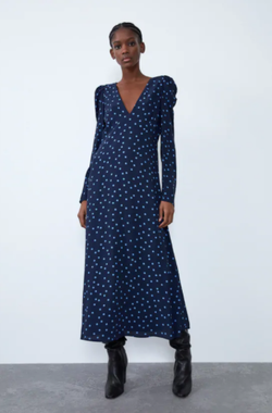 Платье ZARA Синий в горошек 8342/355/401