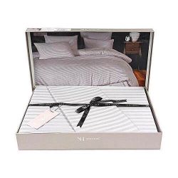 cumpără Textile de casă Promstore 53380.4 Lenjerie de pat Euro 2, NH Stripe Satin, gri în Chișinău 