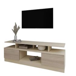 cumpără Comodă TV Smartex (16517) Т9 140cm TV Ivory+Stejar Deschis în Chișinău 