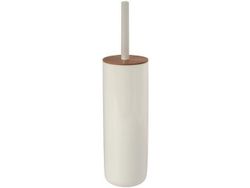 Perie pentru WC cu suport MSV "cilindru" Bamboo Nora alb, polistiren-bamb