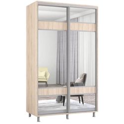cumpără Dulap Mobildor-Lux Aron-P 1.0m-1.8m uși glisante din PAL cu oglindă zebra (140x60x230H cm) Sonoma în Chișinău 