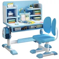 cumpără Set de mobilier pentru copii Richi JCH666 Masa pentru studiu 80x50cm, albastru deschis (87128) în Chișinău 