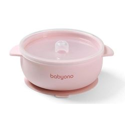 купить Посуда для кормления BabyOno 1662/02 Vas din silicon cu ventuza si capac (roz) в Кишинёве 