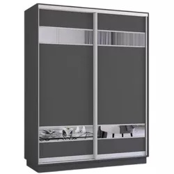 cumpără Dulap Mobildor-Lux Fox uși glisante din PAL cu elemente din oglindă (220x60x200H cm) Anthracite în Chișinău 