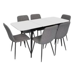 купить Комплект стол и стулья Evelin di Costacurta стол DT-531R B + 6 стульев YTC-078B Bjorn-13 (Grey) в Кишинёве 