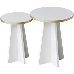 cumpără Măsuţă cafea Trendy Ciuperca 2, Aur, Alb, set în Chișinău 