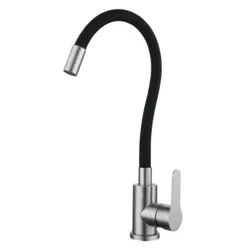 купить Смеситель кухонный Hydro S Aquafix 404 din inox cu pipa flexibilă, neagră (0400315) в Кишинёве 