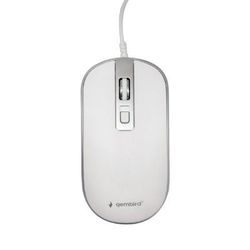 Mouse Gembird MUS-4B-06-BS, 800-1200 dpi, 4 buttons, Ambidextrous, 1.35m, White/Silver, USB