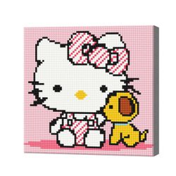 Хелоу-Китти с щенком, 20x20 см, алмазная мозаика