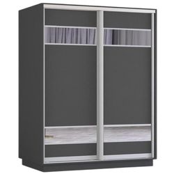 купить Шкаф Mobildor-Lux Fox uși glisante din PAL cu elemente din oglindă (180x60x220H cm) Anthracite в Кишинёве 