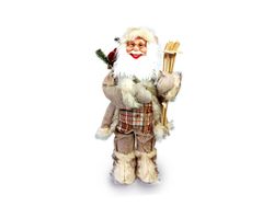 Дед Мороз в коричневой шубе с лыжами 60cm