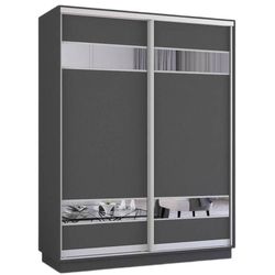 cumpără Dulap Mobildor-Lux Fox uși glisante din PAL cu elemente din oglindă (200x60x210H cm) Anthracite în Chișinău 