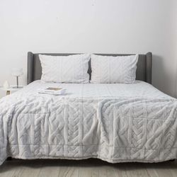 купить Домашний текстиль Relaxe Home 024557 Cuvertura Soft Angora 240x260 Light Grey в Кишинёве 