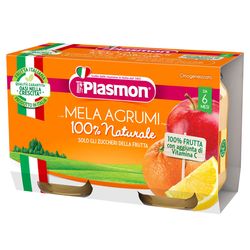 Пюре PLASMON яблоко и цитрусы  (6 мес),2x104 г