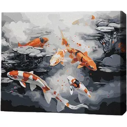 купить Картина по номерам BrushMe RMG0007FC 30x40сm (fără cutie) Crapi koi japonezi в Кишинёве 