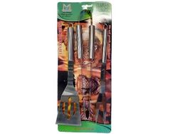 Инструменты для барбекю BBQ 3ед (лопатка, вилка, щипцы), мет