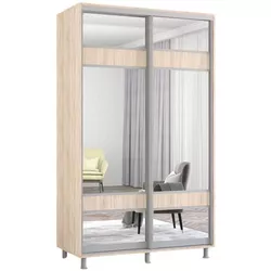 cumpără Dulap Mobildor-Lux Aron cu uși glisante cu oglindă zebra (140x60x240H cm) Sonoma în Chișinău 