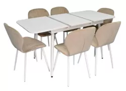 cumpără Set masă și scaune Evelin di Costacurta стол DT-531R Wh + 6 стульев YTC-064Wh UF910-01 (Light beige) în Chișinău 